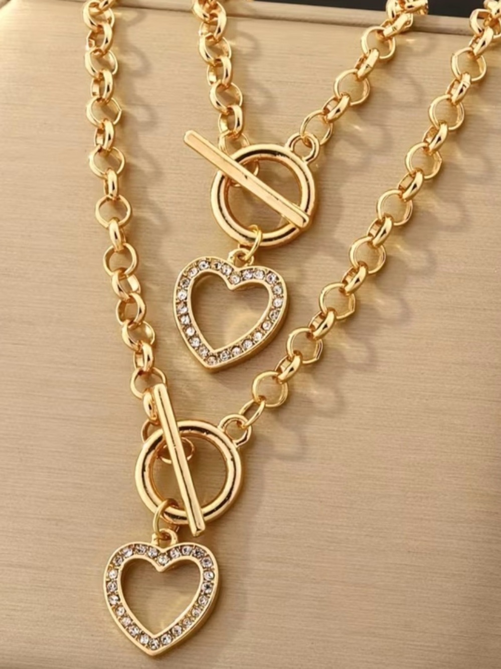 Heart Necklace And Bracelet Set